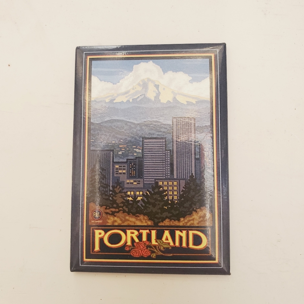 Portland OR Skyline  Aerial View City Scene Refrigerator Fridge Magnet